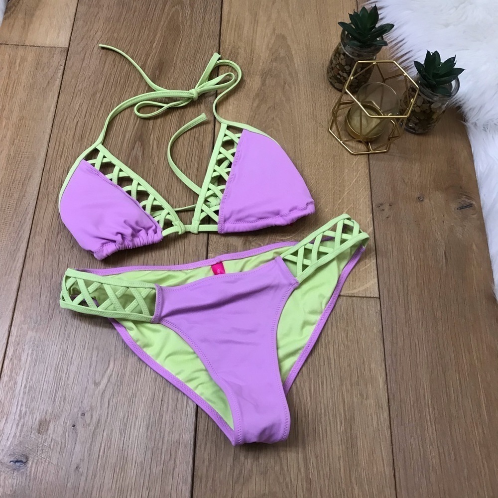 Victorias Secret Purple  Green Two Bikini 691